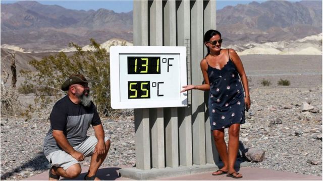 ساعت سه و چهل یک دقیقه بعد از ظهر روز یکشنبه ۱۶ اوت، درجه حرارت پارک ملی دره مرگ، در کالیفرنیا به همین حد رسید.