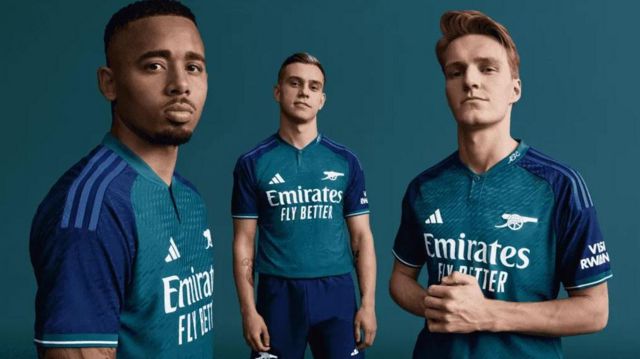 Arsenal players model the club's new third kit
