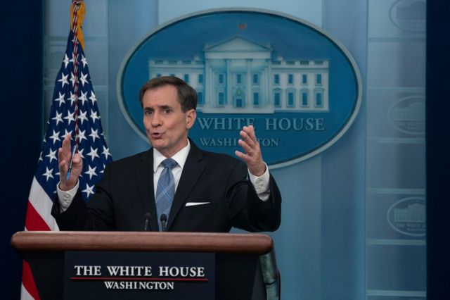 Porta-voz do Conselho de Segurana Nacional dos Estados Unidos, John Kirby durante discurso