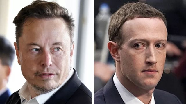Hai tỷ phú công nghệ Mark Zuckerberg (phải) và Elon Musk
