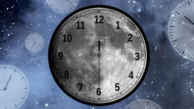 Illustration of a clock on the moon