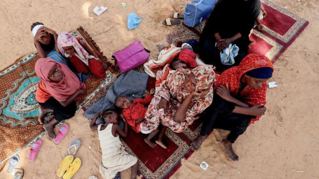 Refugiados sudaneses na Líbia, em julho