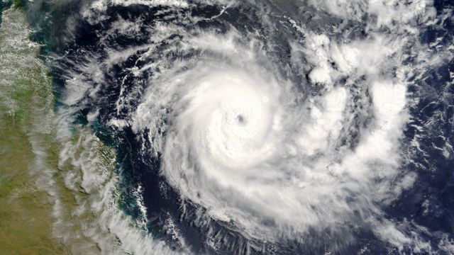 Vista aérea de un huracán