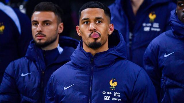 William Saliba looks on for France before game