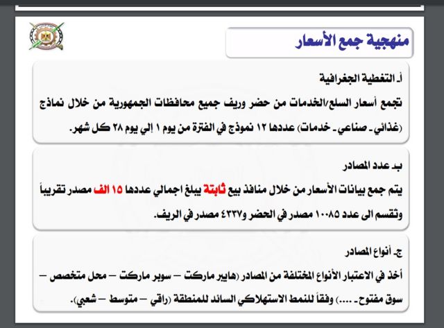 صورة ثابتة لمعلومات حول منهجية جمع الأسعار