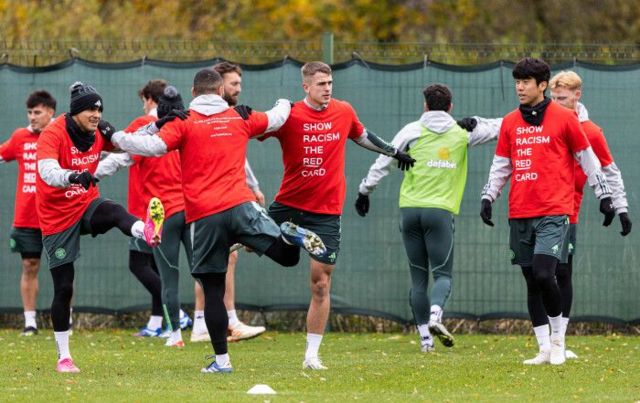 Celtic's squad showed their support for the campaign in training on Friday