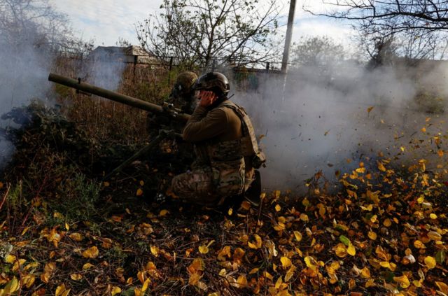 Soldados ucranianos en los combates contra Rusia