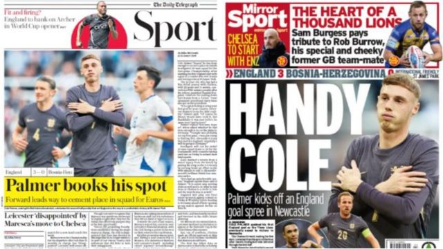 Back pages show images of Cole Palmer celebrating for England