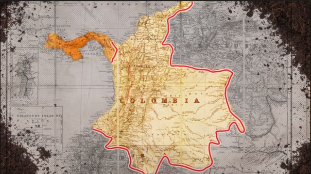 Mapa da separação de Colombia e Panamá