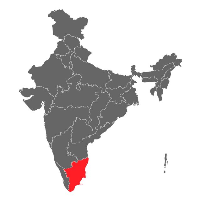 இந்திய வரைபடத்தில் தமிழ்நாடு