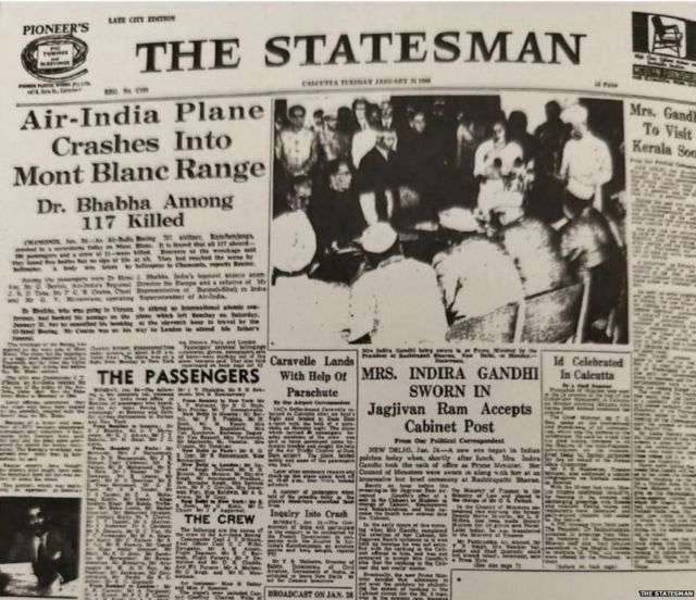 இந்தியா, ஹோமி பாபா, அணுசக்தி, விமான விபத்து