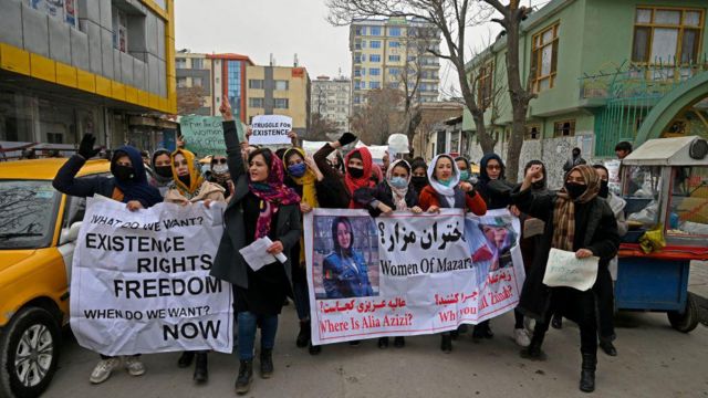 ت﻿ظاهرات زنان معترض در کابل، ۱۶ ژانویه ۲۰۲۲