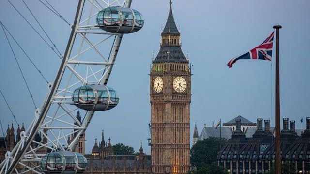 Os cartões postais London Eye e Big Ben