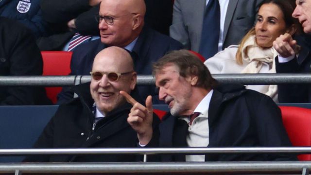 Avram Glazer, Majority Owner of Manchester United and Jim Ratcliffe, Minority Shareholder of Manchester United look on