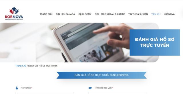 Một trang web tư vấn định cư