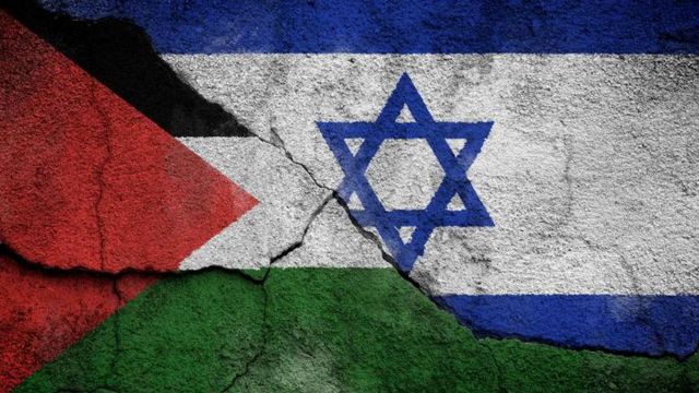 bandeiras da Palestina e de Israel