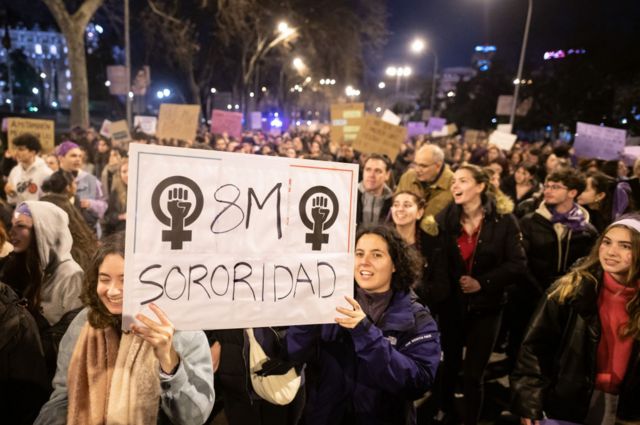 Manifestação pelo Dia Internacional da Mulher, em Madrid, na Espanha, em 8 de março de 2023