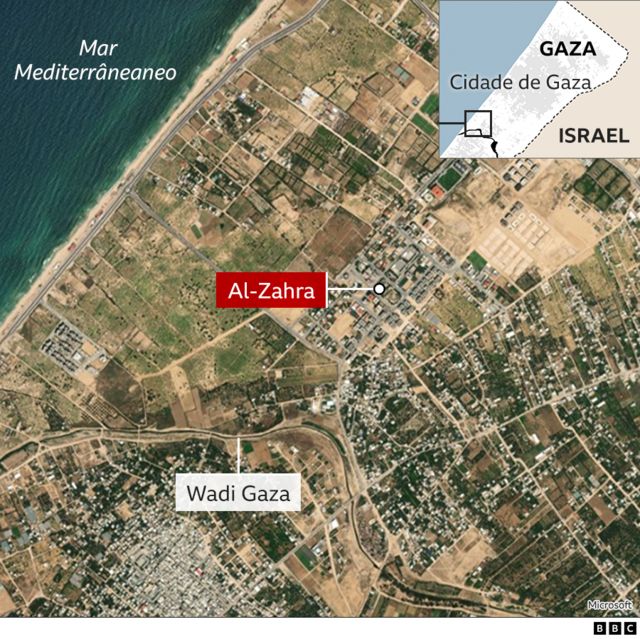 Mapa de al-Zahra, o bairro mais nobre de Gaza