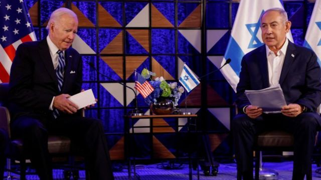 Joe Biden e o primeiro ministro israelense Benjamin Netanyahu