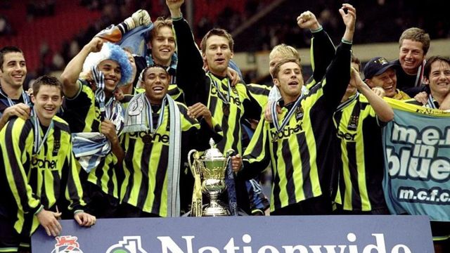 Manchester City celebrate play-off win in 1999