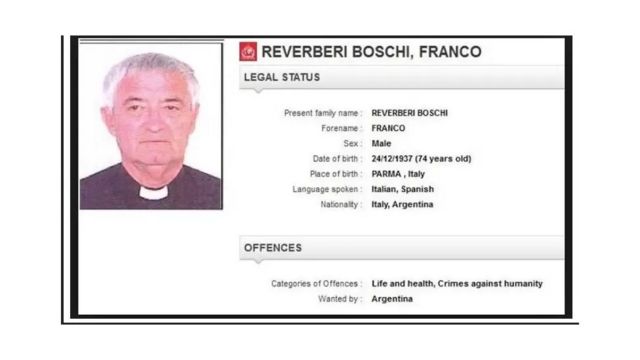 Aviso de busca por Franco Reverberi da Interpol