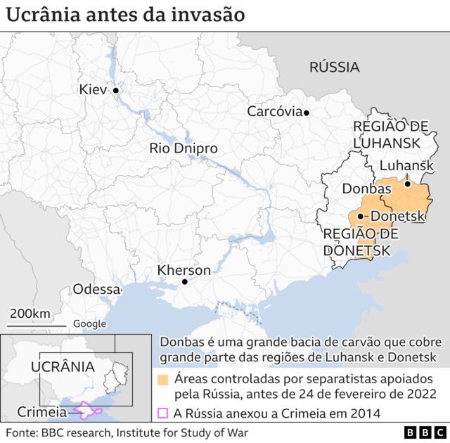 Mapa da Ucrânia antes da invasão