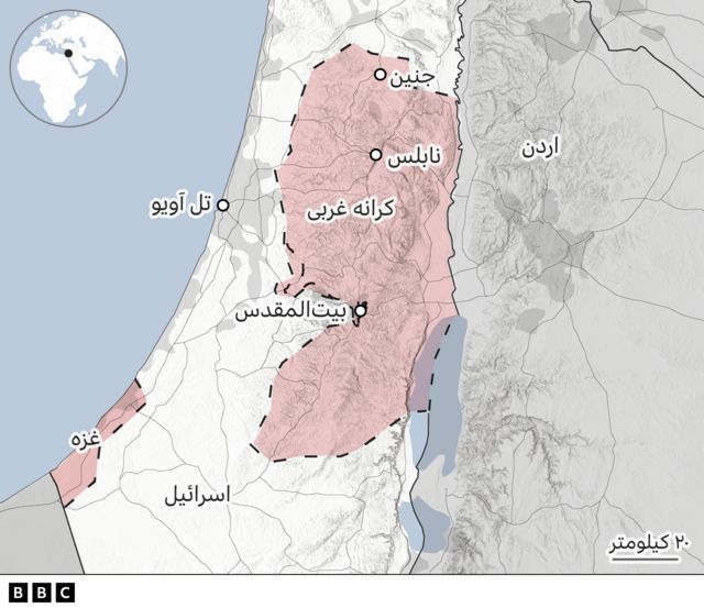 نقشه اسرائیل و سرزمین های فلسطینی