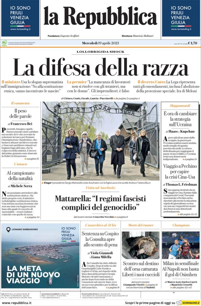 La Repubblica birinci sayfası