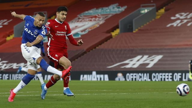 Richarlison scores for Everton at Anfield