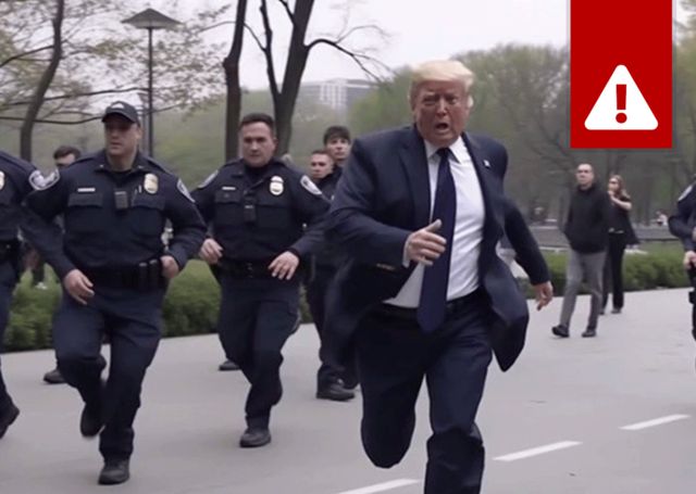 Fake image of Trump running away from police