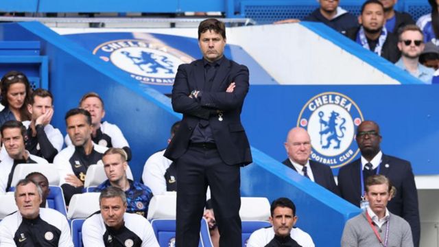 Mauricio Pochettino, manager of Chelsea, during the Premier League match between Chelsea FC and Liverpool FC at Stamford Bridge on August 13, 2023