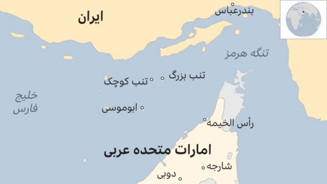 نقشه جزایر سه گانه مورد مناقشه