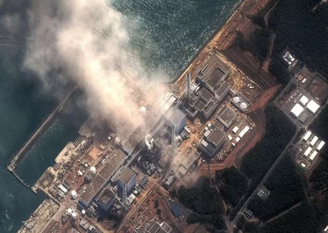 Vue aérienne de la centrale de Fukushima