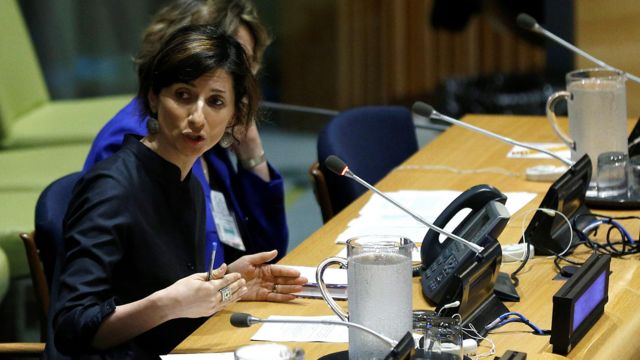 Francesca Albanese em sessão da ONU