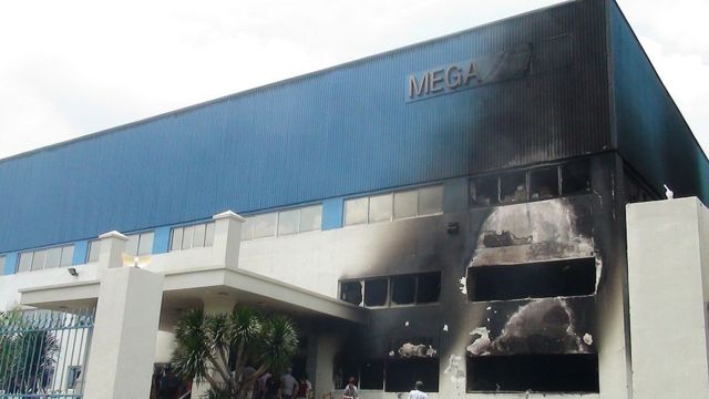 Nhà máy Mega bị thiệt hại trong một cuộc biểu tình chống Trung Quốc