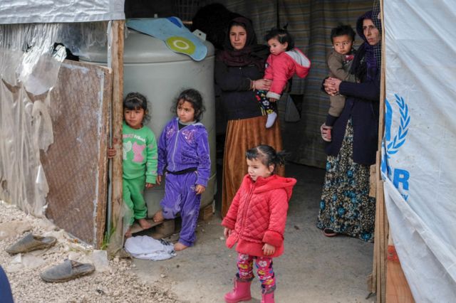 Lübnan'daki Bekaa Vadisi'nde, Suriyelilerin yaşadığı bir kamp. 