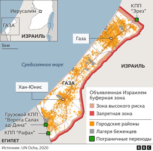 карта сектора Газа