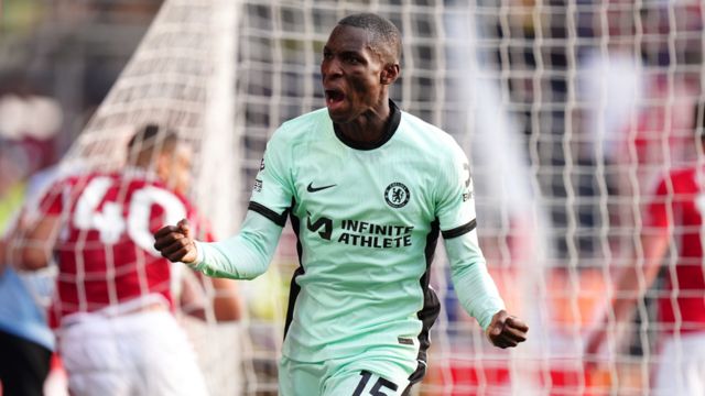 Chelsea's Nicolas Jackson celebrates scoring the winner against Nottingham Forest