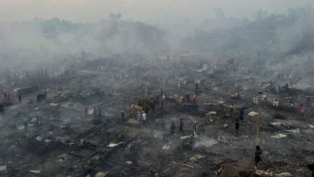 Destruição causada pelo incêndio