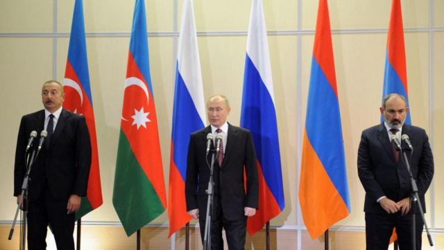 رهبران ارمنستان، روسیه و جمهوری آذربایجان