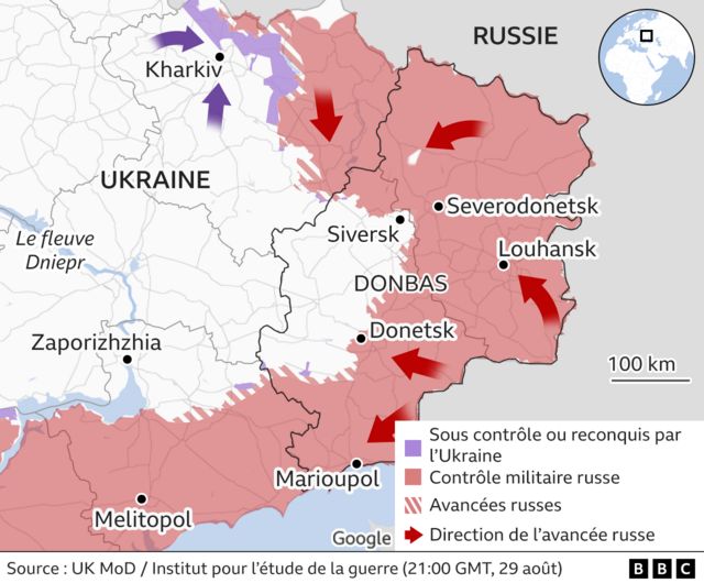 Graphique des zones reprises par l'Ukraine.