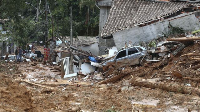 Destrucción en la zona de Juquehy, en São Sebastião, tras las inundaciones de los últimos días