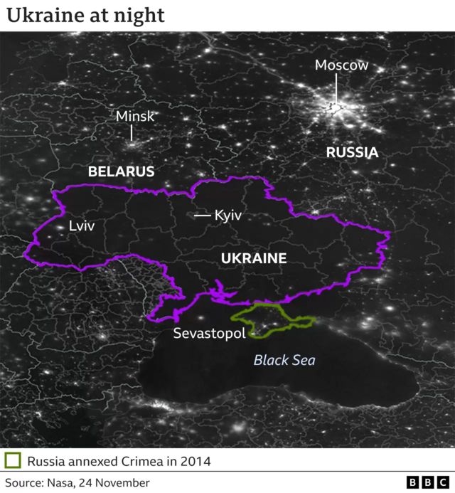 U﻿kraine về đêm