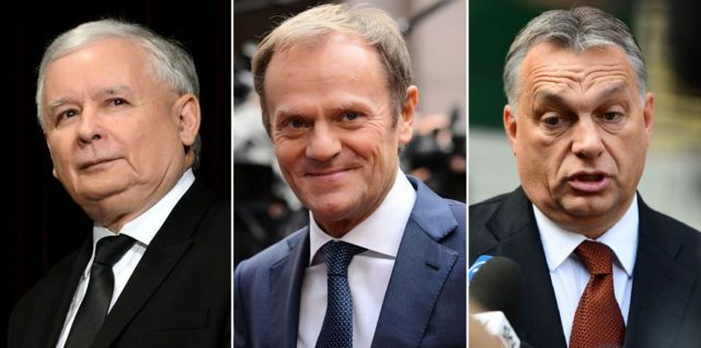 PiS lideri Jaroslaw Kaczynski, Donald Tusk ve Macaristan Başbakanı Viktor Orban