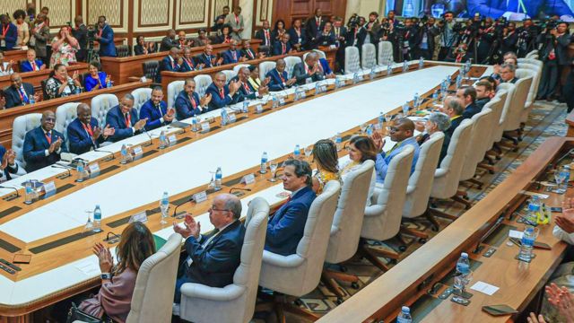 Presidente da República, Luiz Inácio Lula da Silva, durante reunião aberta com o Presidente da República de Angola, João Lourenço, no Palácio Presidencial. Luanda - Angola