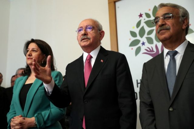 HDP Eş Genel Başkanları Pervin Buldan ve Mithat Sancar, Kılıçdaroğlu'yla birlikte
