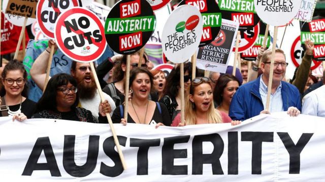 Protesto contra cortes de gastos do governo e políticas de austeridade em Londres, 20 de junho de 2015