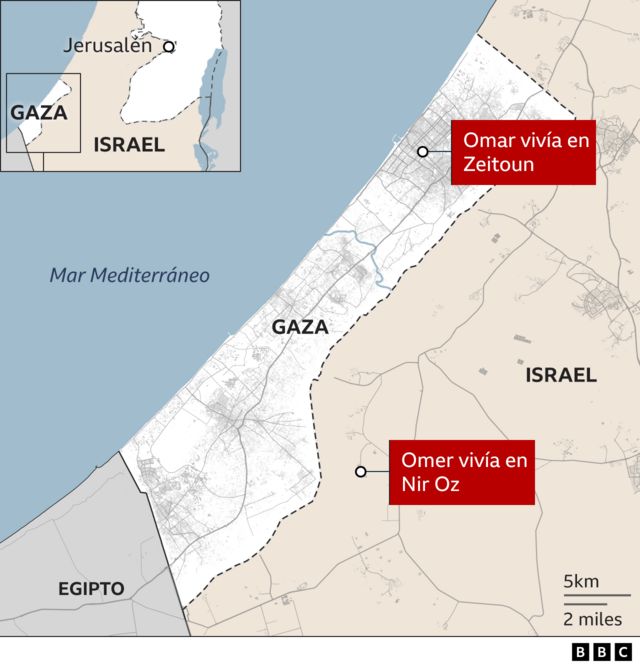 Mapa que muestran donde vivían Omar y Omer