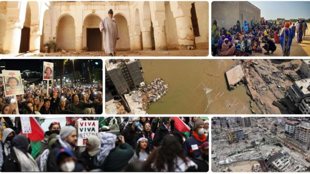 مجموعة صور من وكالات أنباء مختلفة لأبرز أحداث حصلت في عام 2023 في الشرق الأوسط وشمال أفريقيا