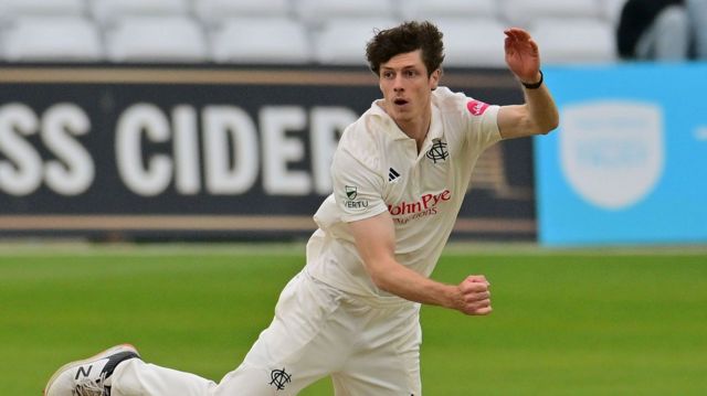 Calvin Harrison bowling for Notts